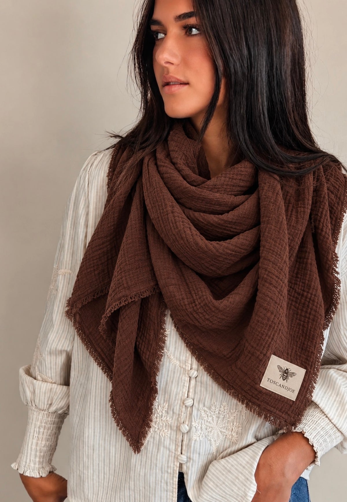 Echarpe Plaid Gaze de Coton Choco